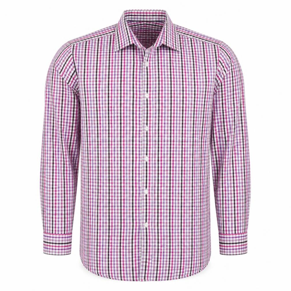Bäumler Men’s Multicoloured Check Slim Fit Cotton Shirt Size 16