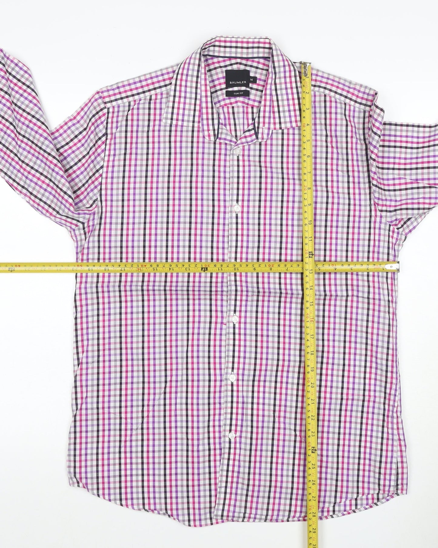 Baumler Men’s Multicoloured Check Slim Fit Cotton Shirt Size 16