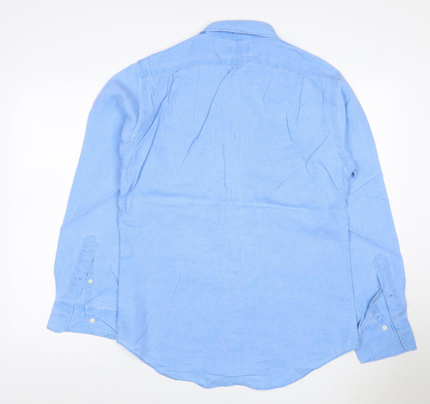 Polo Ralph Lauren Men Blue M Slim Fit Linen Button-Up Shirt