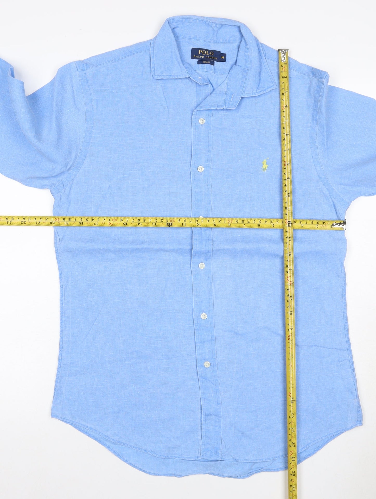 Polo Ralph Lauren Men Blue M Slim Fit Linen Button-Up Shirt