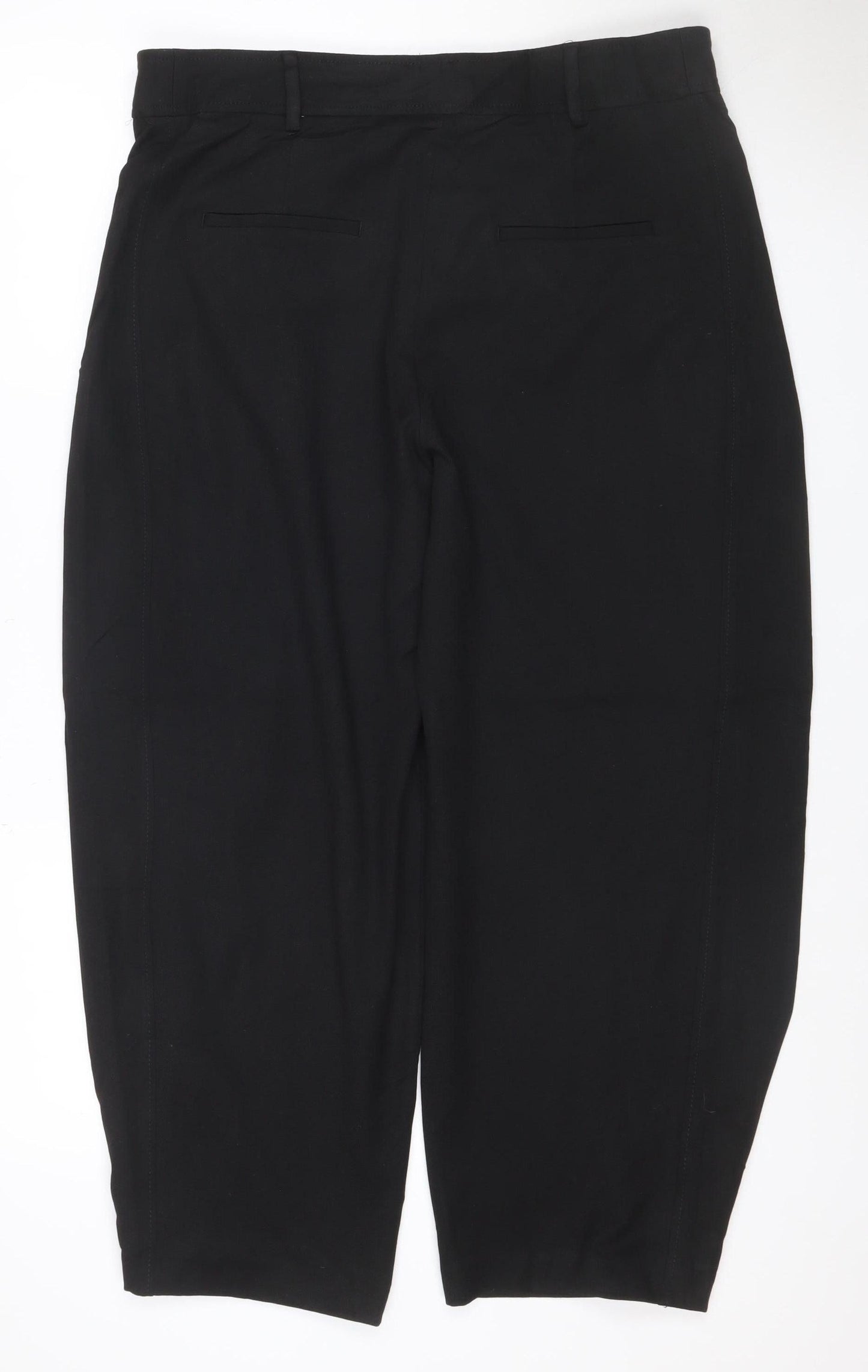 Zara Women’s Black XL Cropped Straight Leg Stretch Trousers