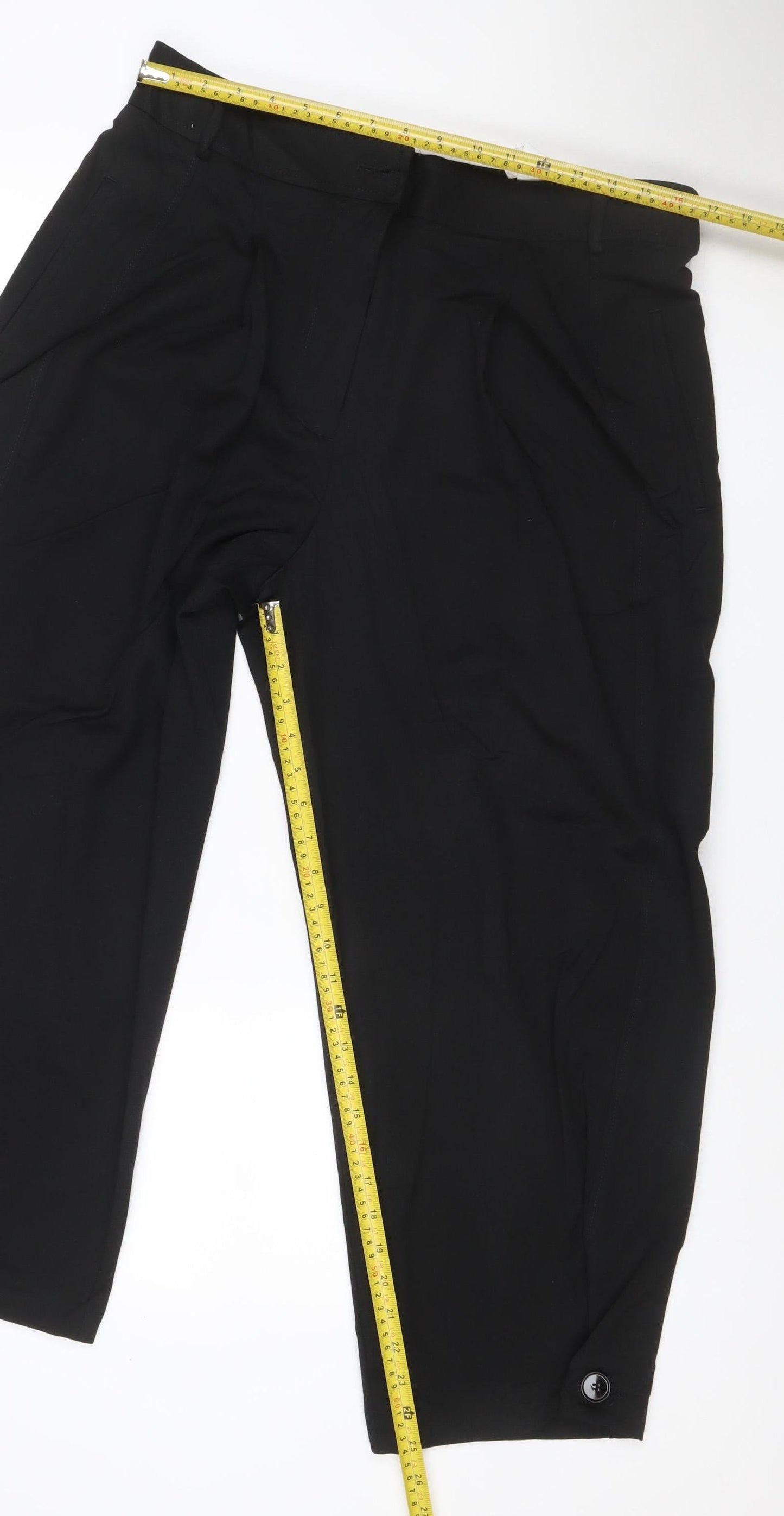 Zara Women’s Black XL Cropped Straight Leg Stretch Trousers