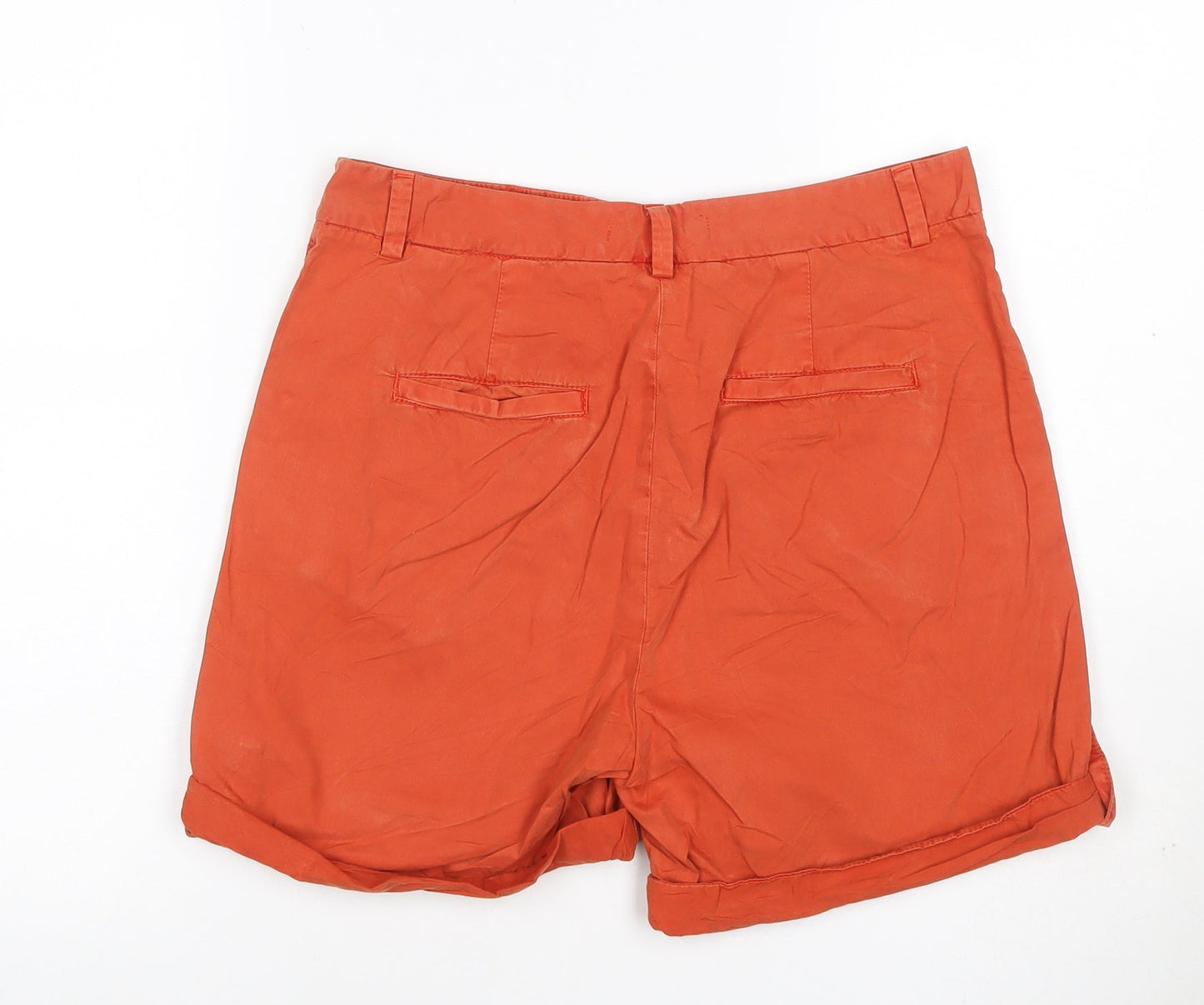 Marks & Spencer Women Orange UK 10 Cotton Chino Cuffed Shorts
