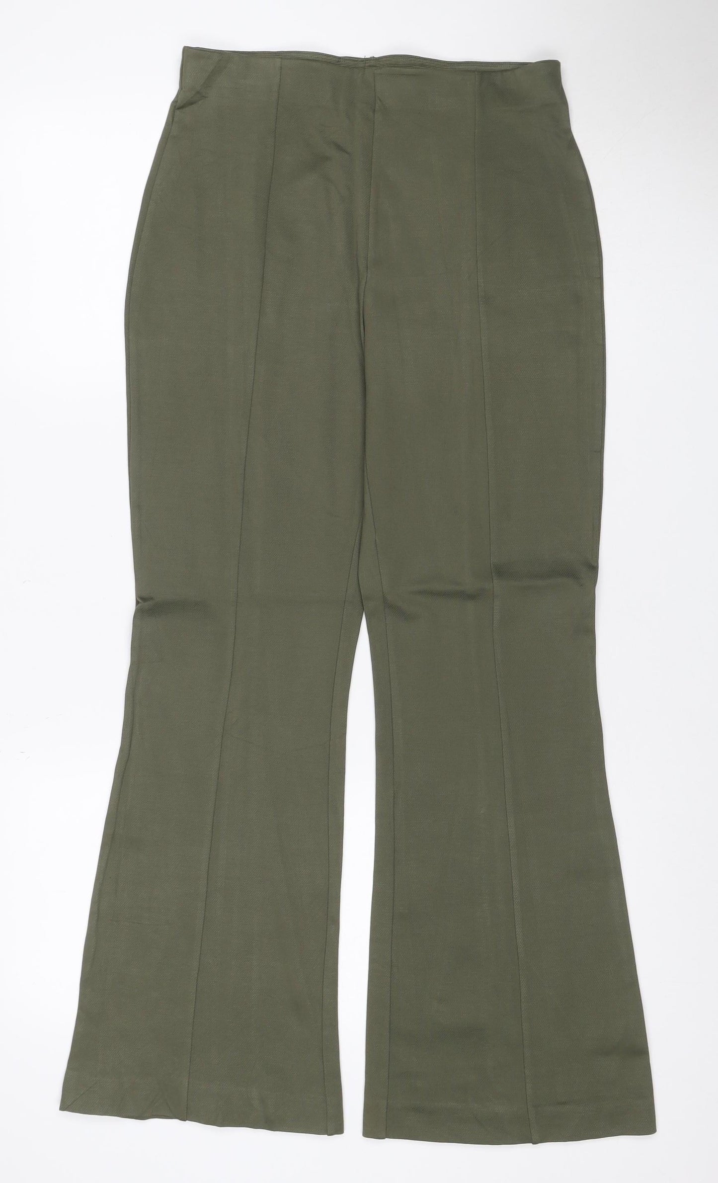 Paris Atelier Women’s Green Wide-Leg Dress Trousers UK 10 Stretch