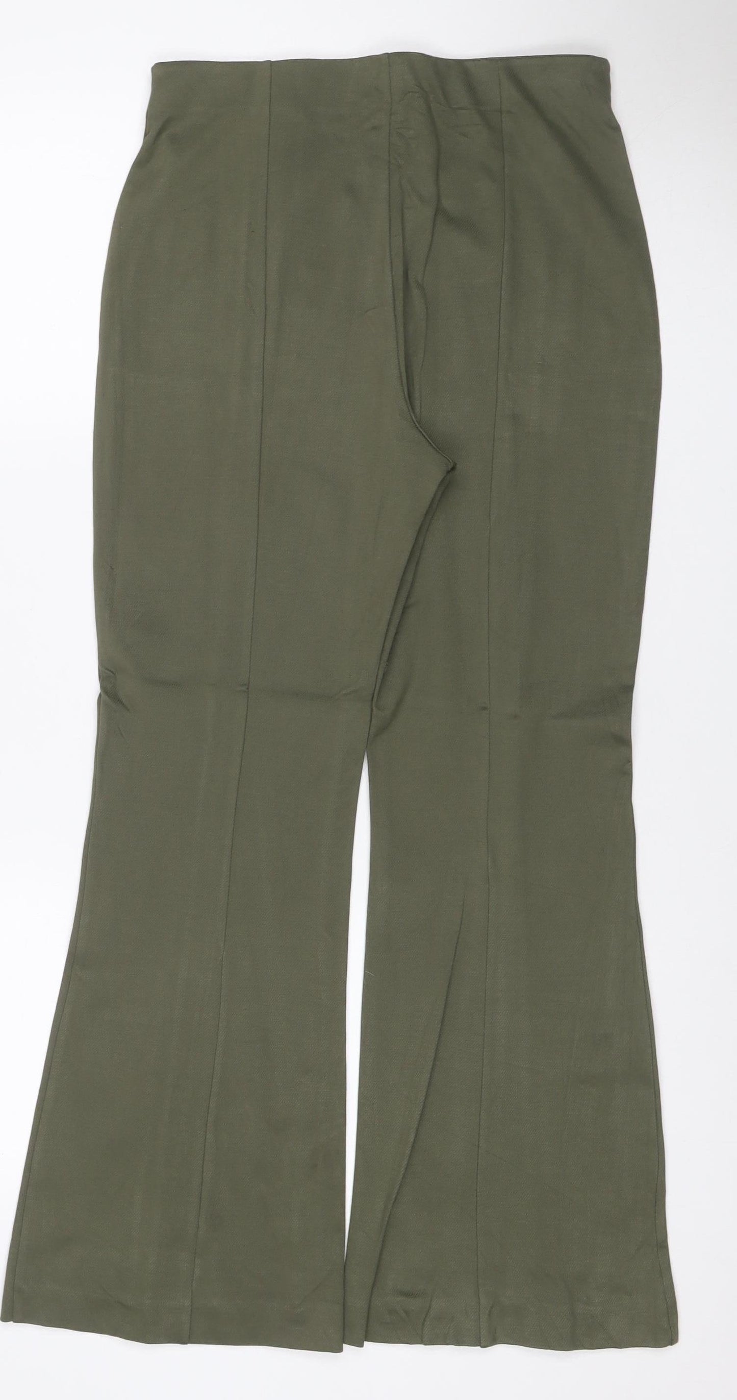 Paris Atelier Women’s Green Wide-Leg Dress Trousers UK 10 Stretch