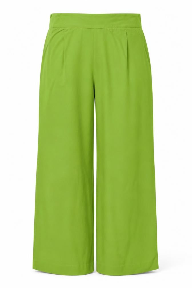 Zara Women Green L Wide-Leg Lightweight Viscose Lyocell Trousers
