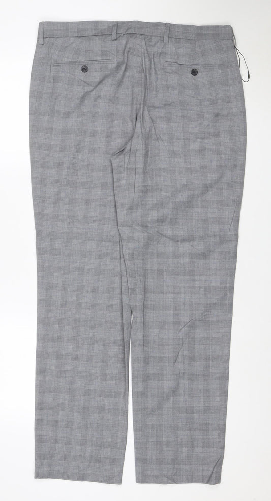 Marks and Spencer Men's Grey 36 Regular Fit Flat Front Dress Trousers