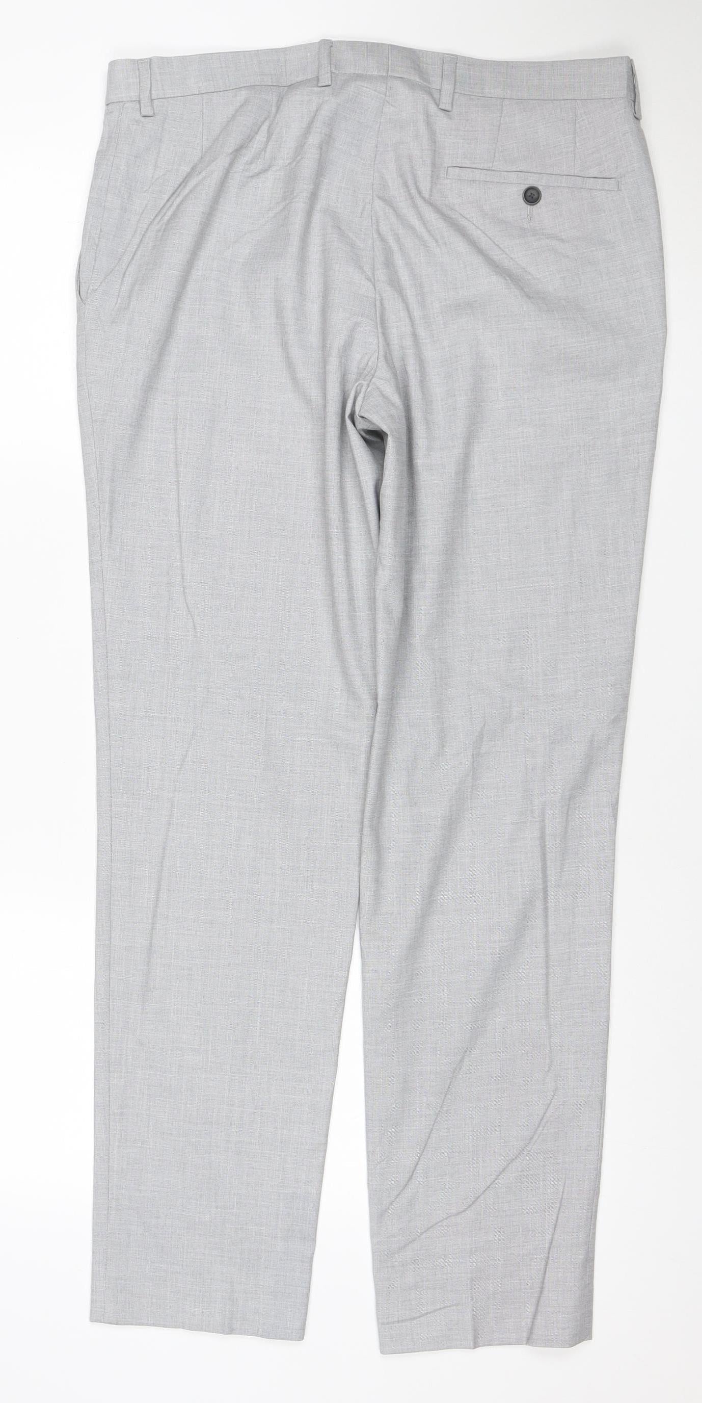 Marks & Spencer Men Grey 34 Regular Skinny Dress Trousers Stretch