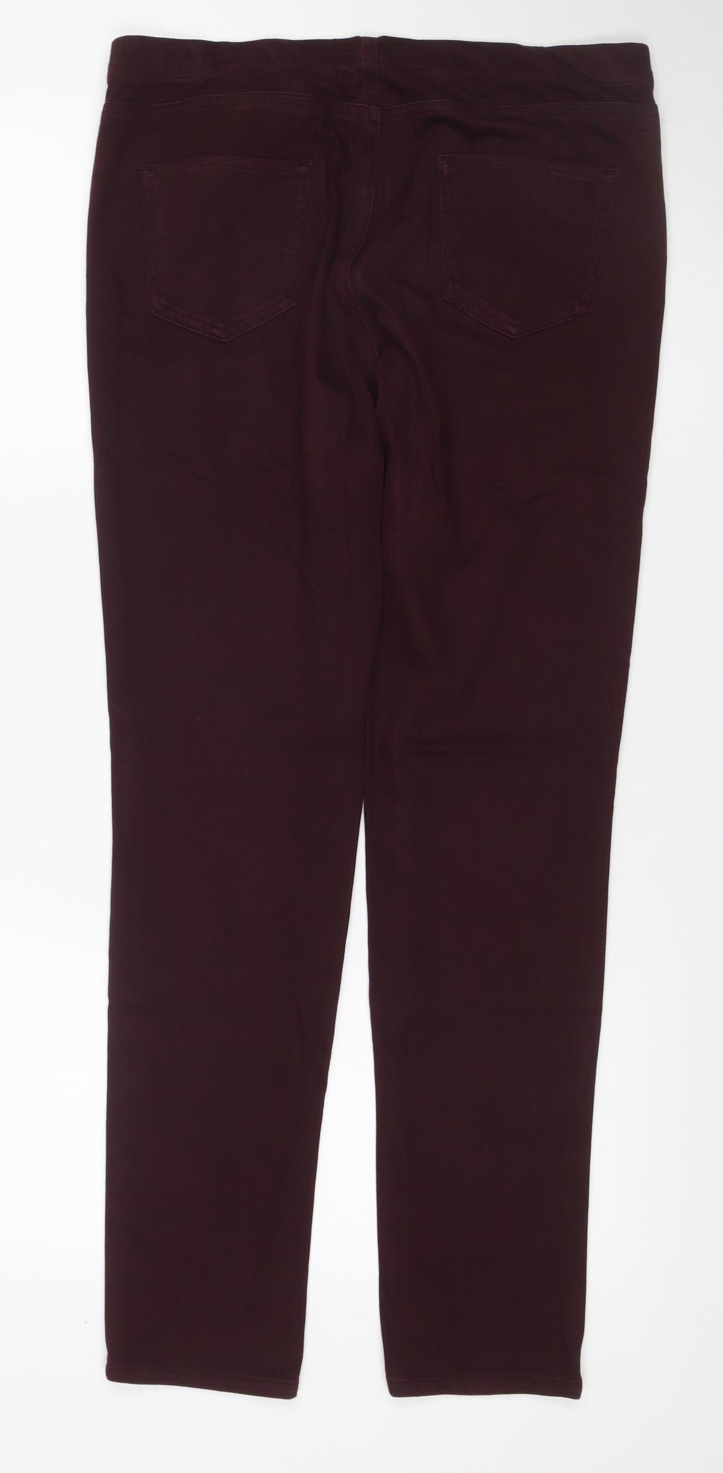 UNIQLO Women Brown Size 14 Slim Straight Stretch Trousers