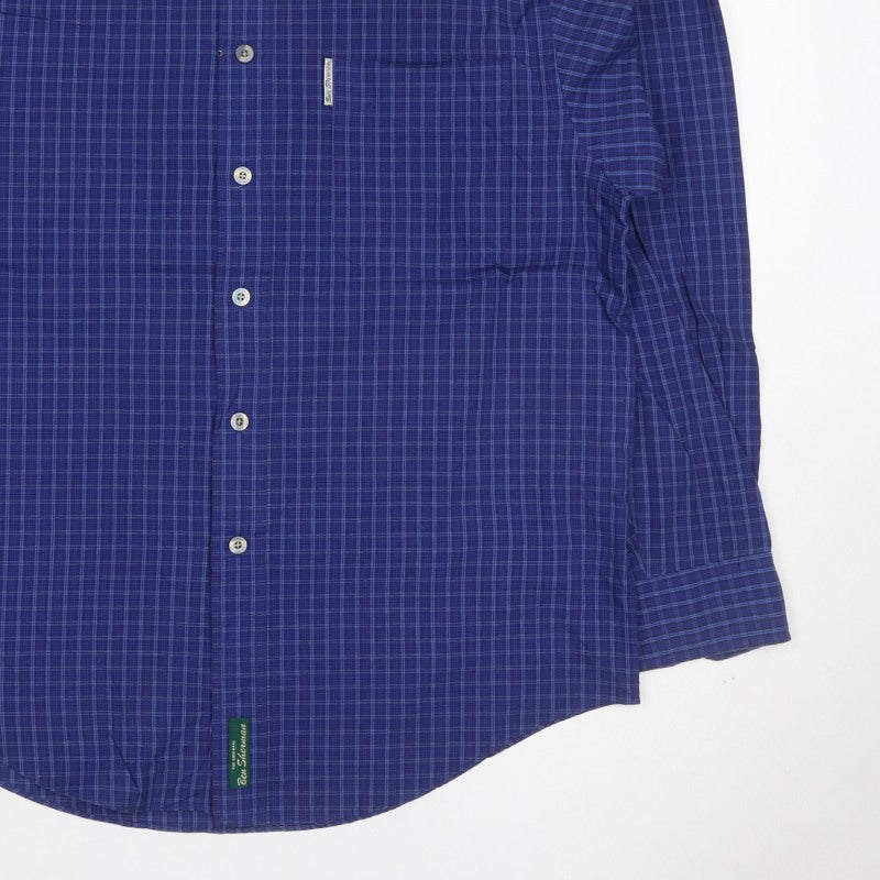 Additional view of Ben Sherman Men’s Blue Check Button-Down Long Sleeve Shirt M