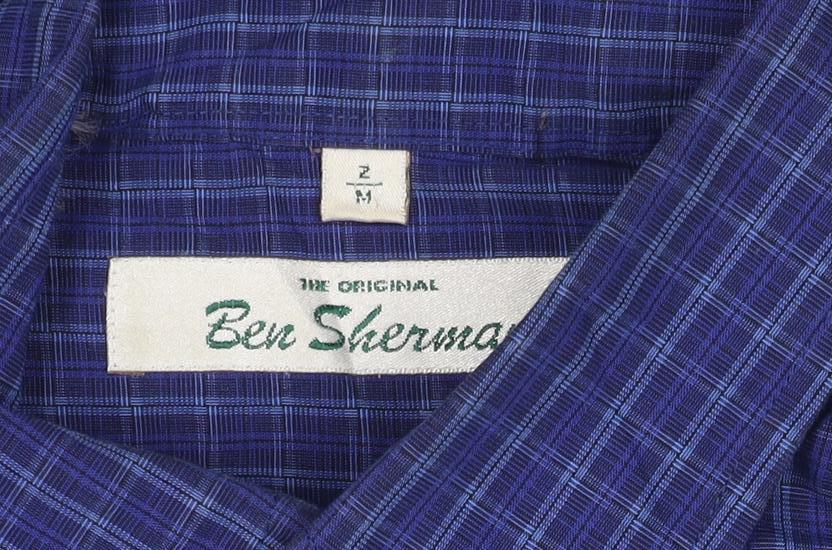 Additional view of Ben Sherman Men’s Blue Check Button-Down Long Sleeve Shirt M