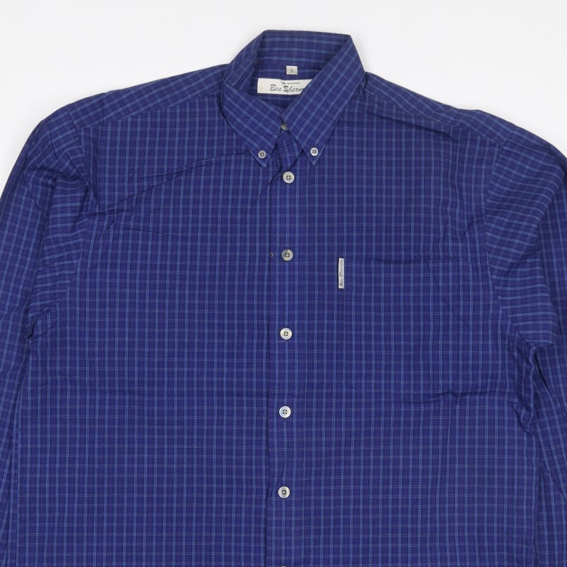 Additional view of Ben Sherman Men’s Blue Check Button-Down Long Sleeve Shirt M