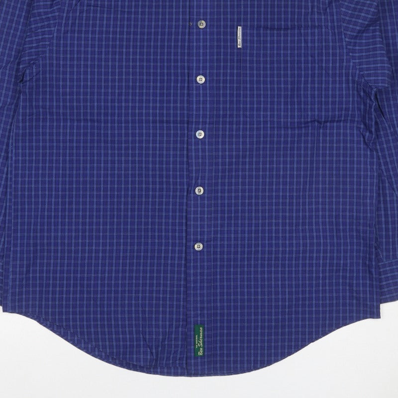 Additional view of Ben Sherman Men’s Blue Check Button-Down Long Sleeve Shirt M