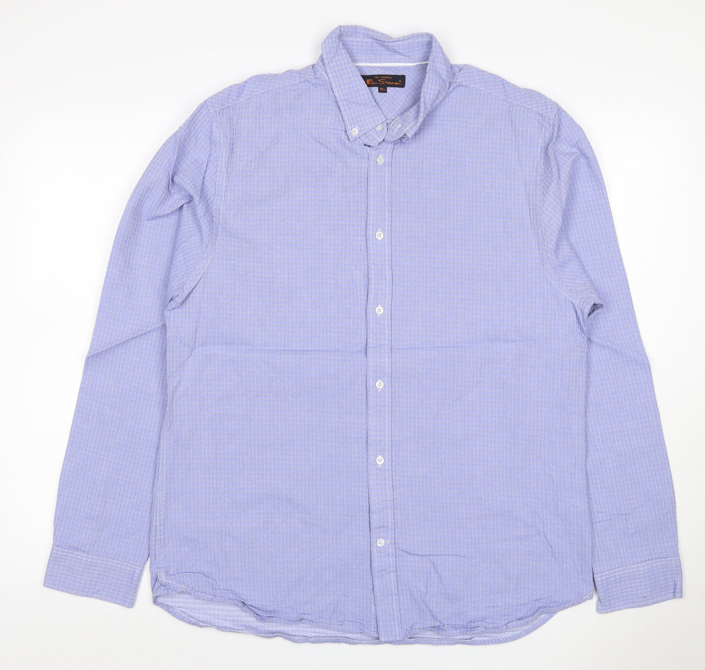 Ben Sherman Men’s Blue 16.5 Button-Down Long Sleeve Cotton Shirt