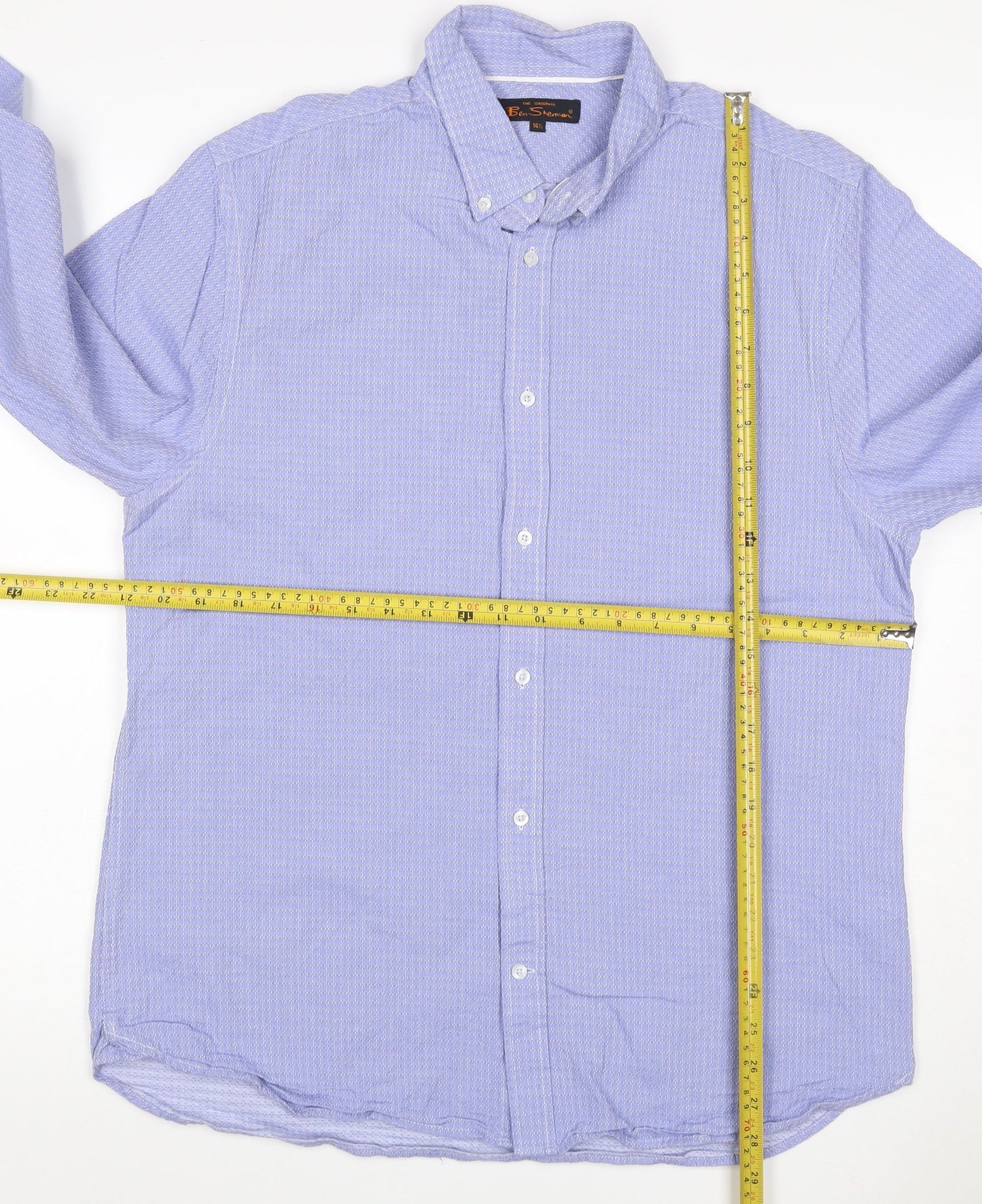 Ben Sherman Men’s Blue 16.5 Button-Down Long Sleeve Cotton Shirt