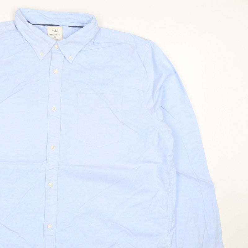 Additional view of Marks & Spencer Men Blue XL Regular Fit Button-Down Long Sleeve Shirt