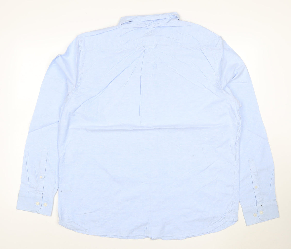 Close-up detail of Marks & Spencer Men Blue XL Regular Fit Button-Down Long Sleeve Shirt