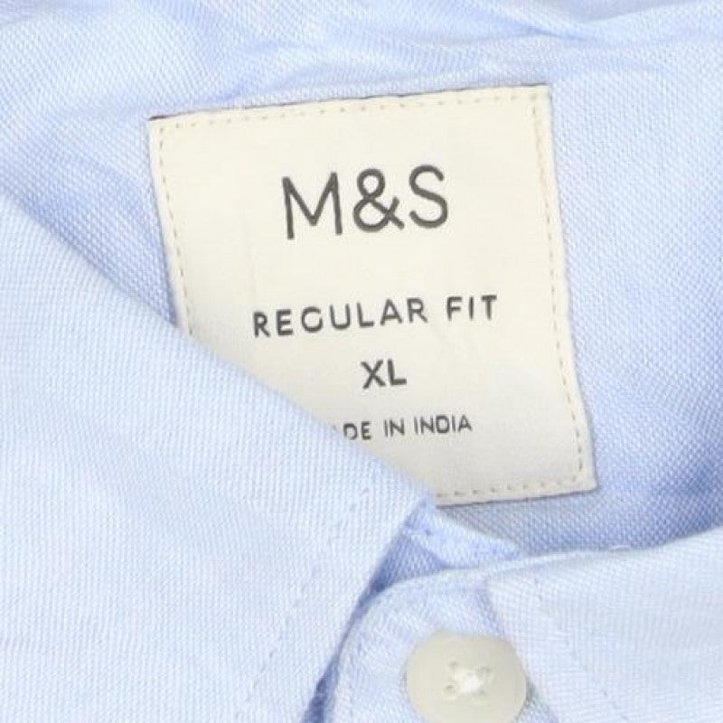 Additional view of Marks & Spencer Men Blue XL Regular Fit Button-Down Long Sleeve Shirt
