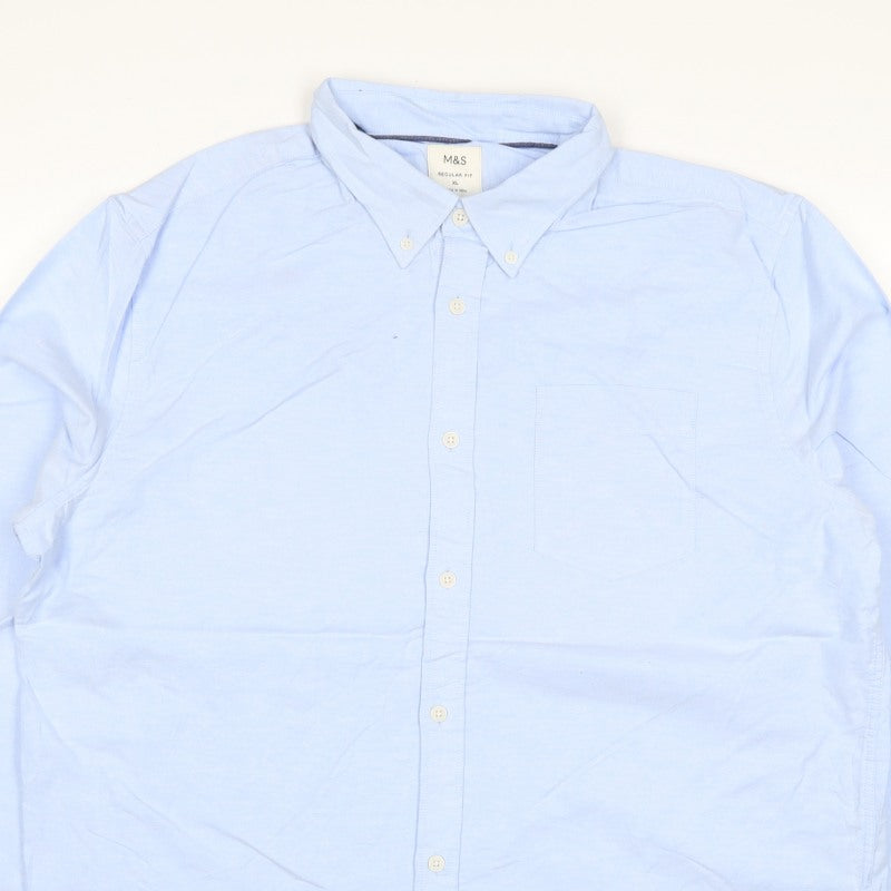 Additional view of Marks & Spencer Men Blue XL Regular Fit Button-Down Long Sleeve Shirt