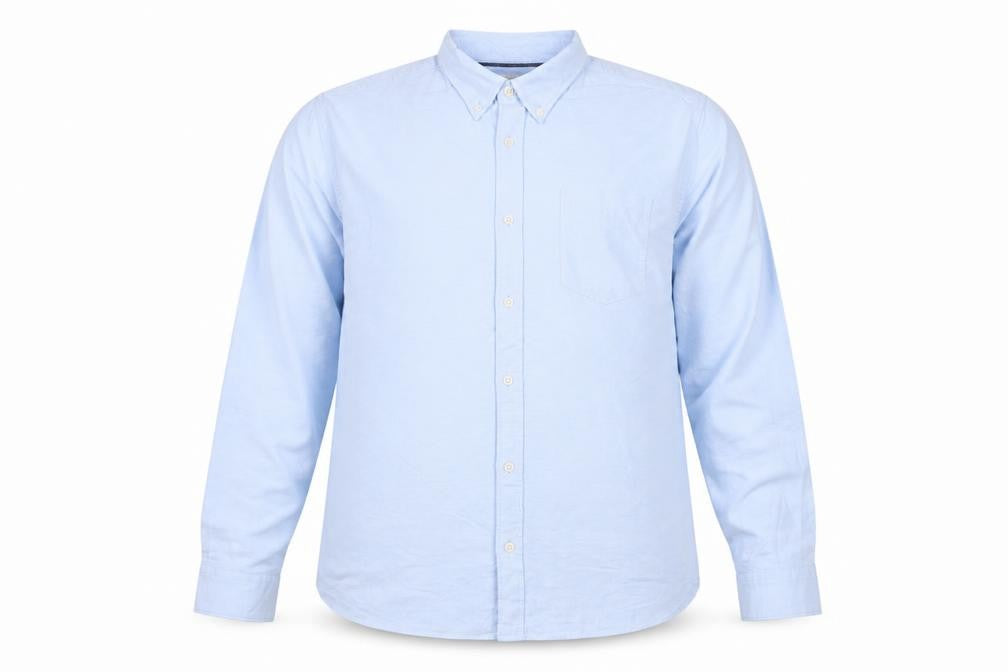 Front view of Marks & Spencer Men Blue XL Regular Fit Button-Down Long Sleeve Shirt