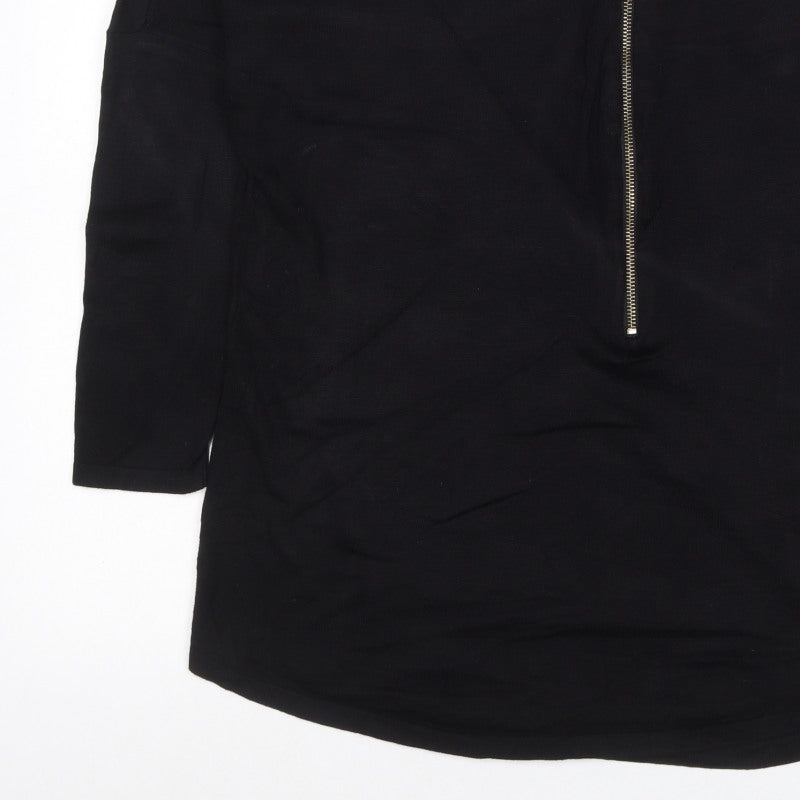 Apricot Women's Black Size 10 Long Sleeve Half Zip Tunic Top