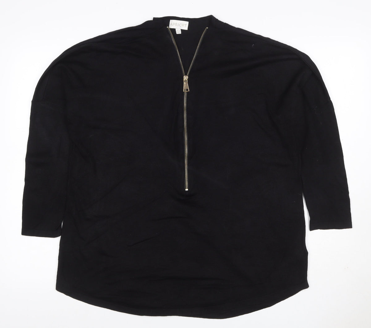 Apricot Women's Black Size 10 Long Sleeve Half Zip Tunic Top