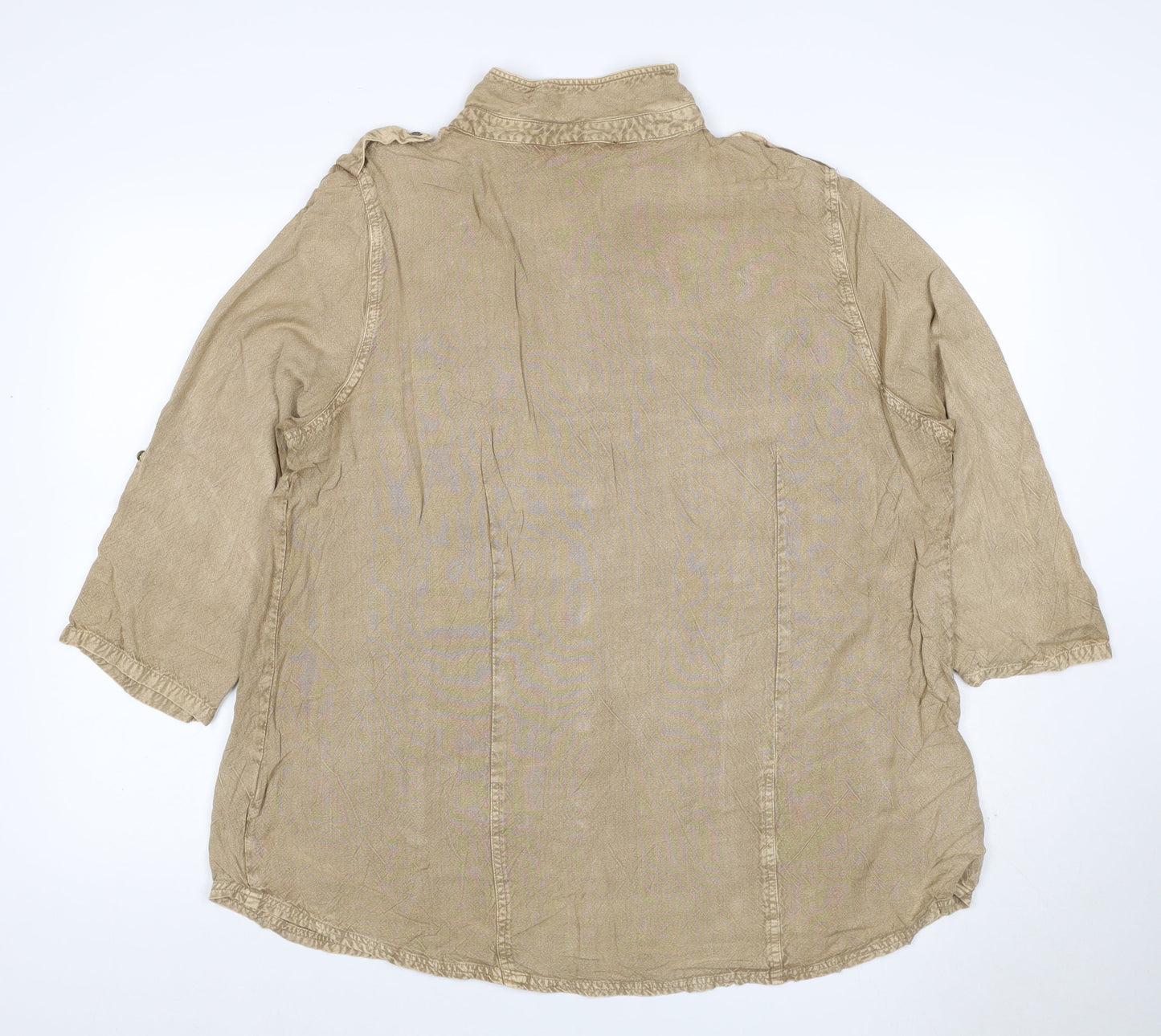 Kass Women’s Beige Size 18 Viscose Roll Tab Tunic Shirt
