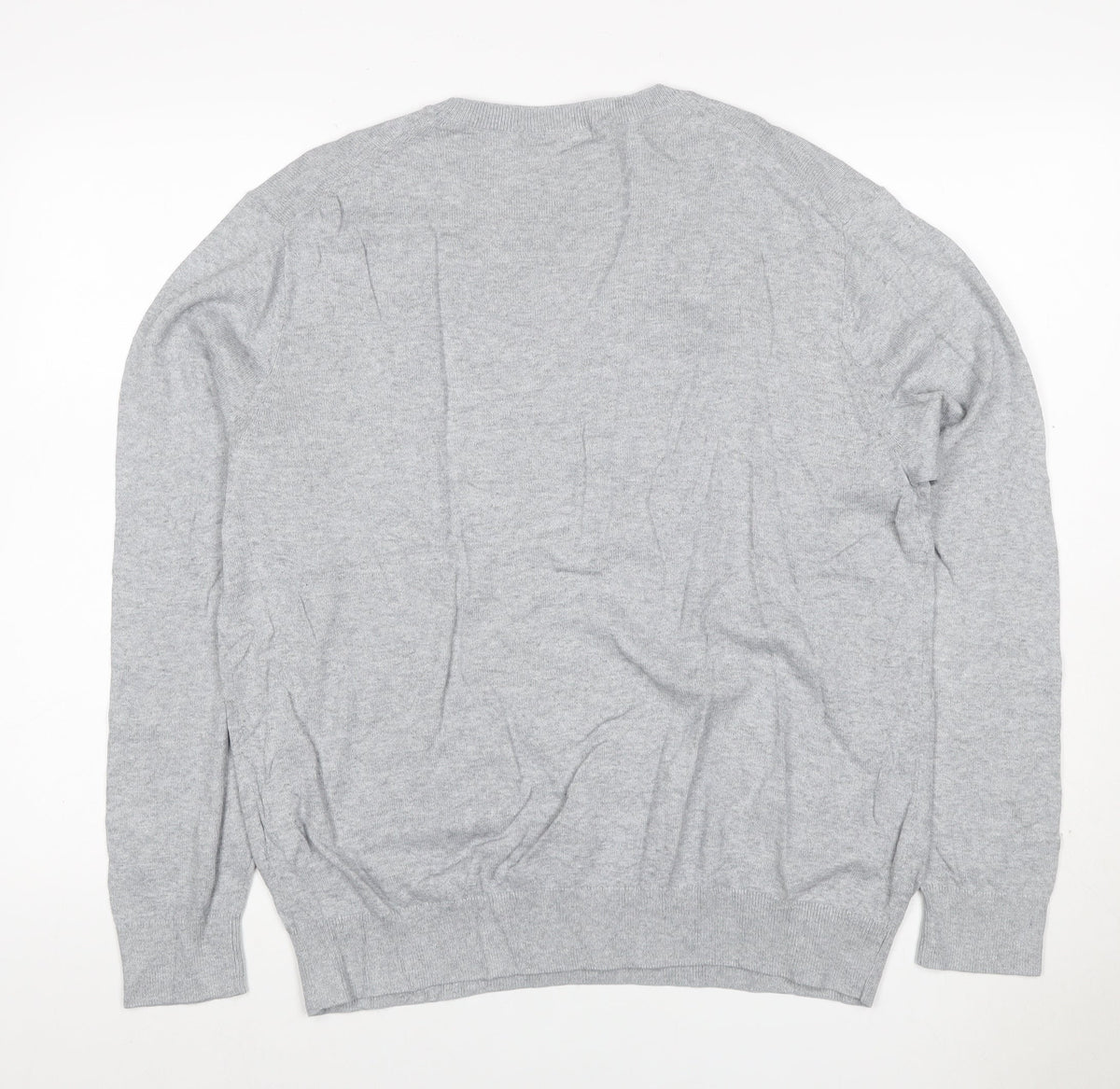 Uniqlo Men Grey L Crew Neck Tight-Knit Pullover Jumper