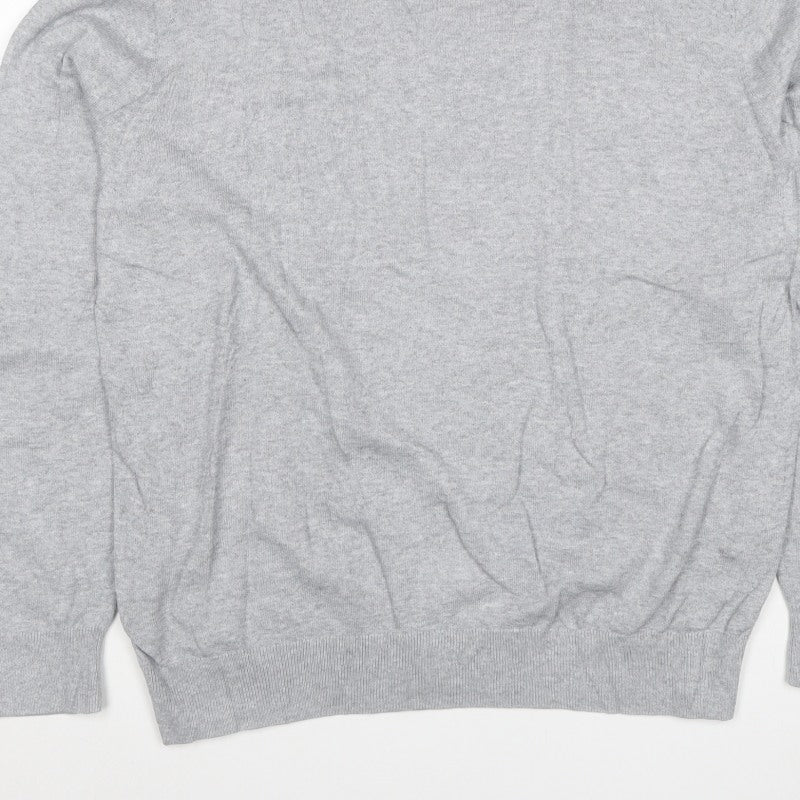 Uniqlo Men Grey L Crew Neck Tight-Knit Pullover Jumper