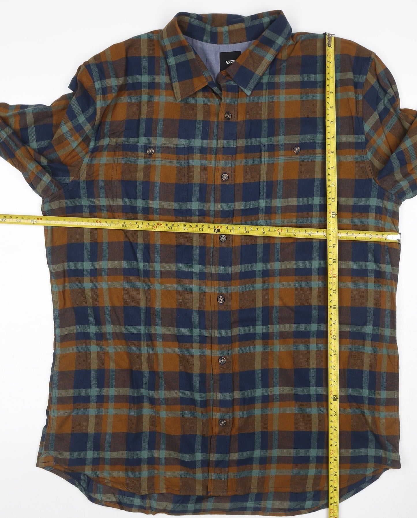 Vans Men’s XL Tailored Fit Multicolour Plaid Cotton Button-Up Shirt