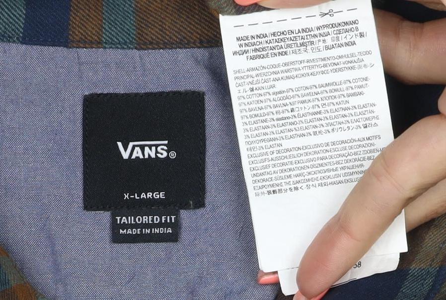 Vans Men’s XL Tailored Fit Multicolour Plaid Cotton Button-Up Shirt