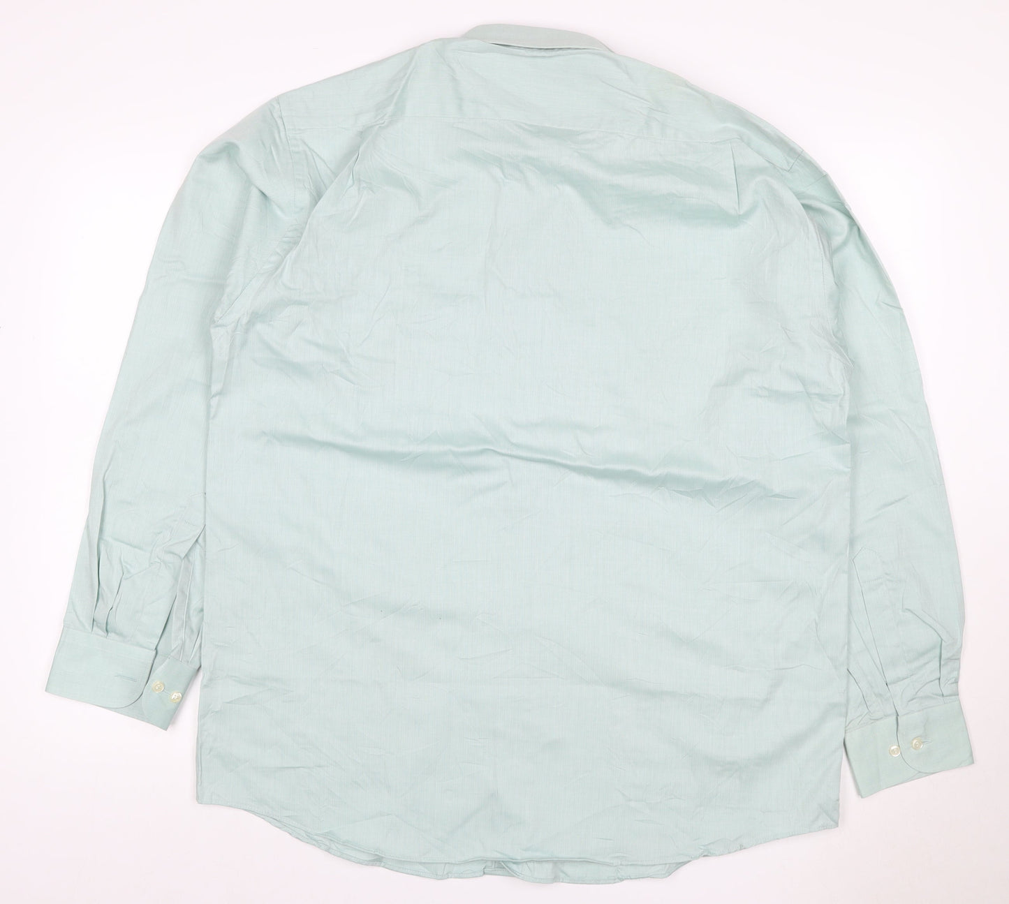 Marks & Spencer Men’s Green 16.5 Herringbone Cotton Button-Up Shirt