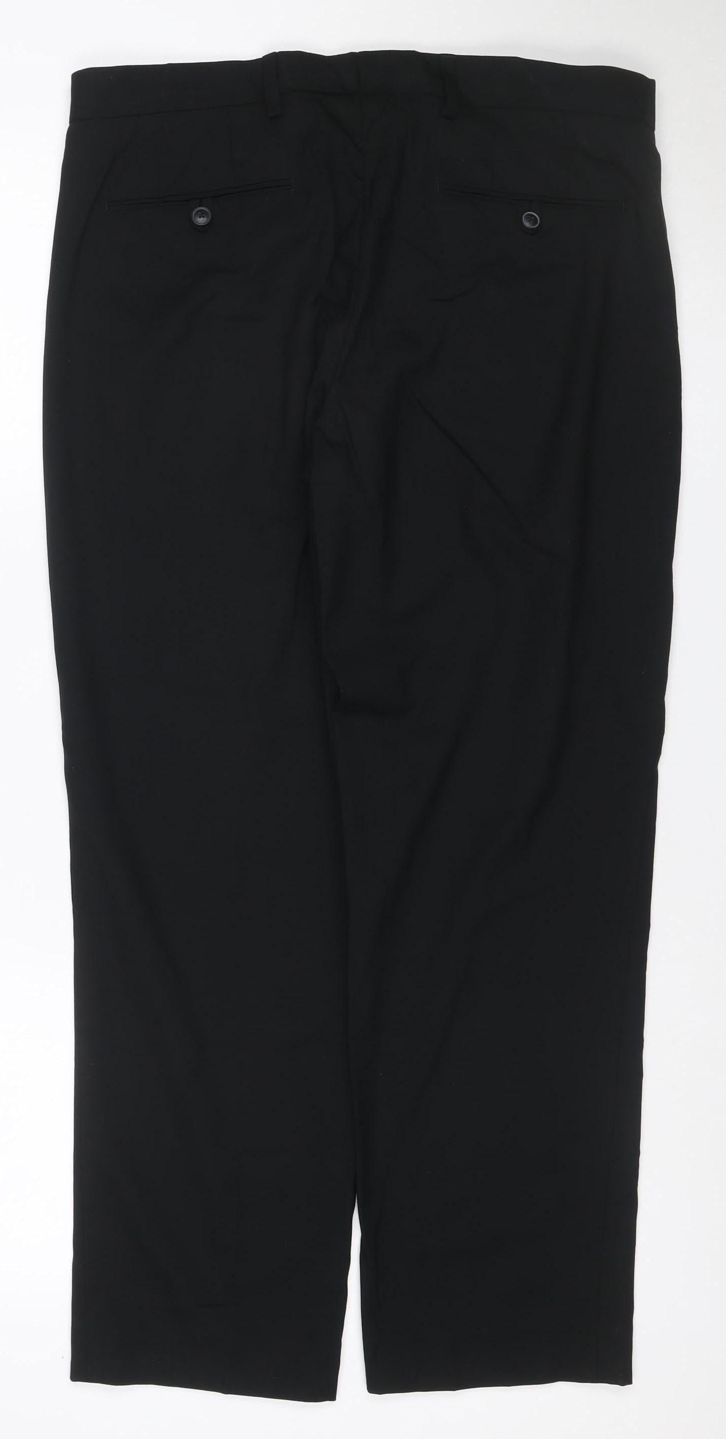 Marks and Spencer Men's Black 34 Regular Formal Dress Trousers Straight