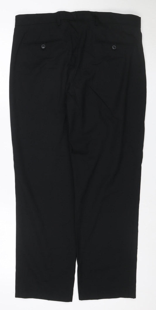 Marks and Spencer Men's Black 34 Regular Formal Dress Trousers Straight