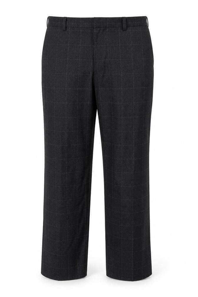 Next Men’s Grey Check Pure Wool Dress Trousers W32 Regular