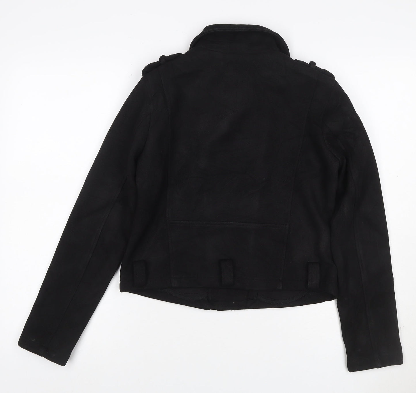 New Look Women’s Black UK 12 Biker Jacket Zip Pockets