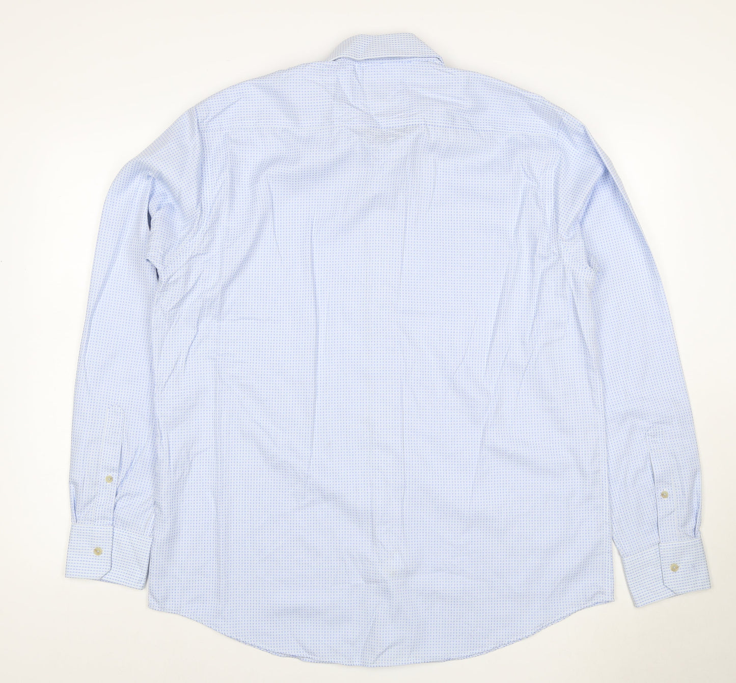 Michaelis Men Blue Slim Fit 44 17.5 Cotton Non-Iron Geometric Shirt