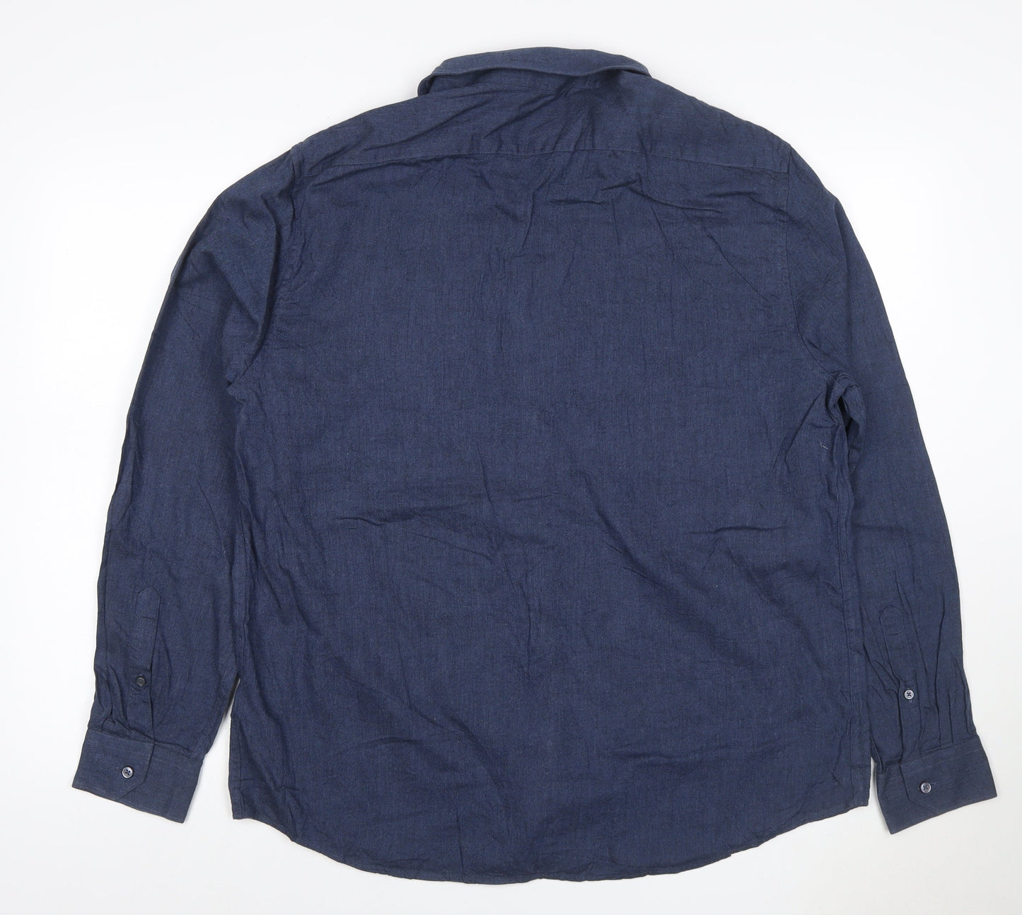 Marks and Spencer Men's Blue XL Regular Fit Long Sleeve Button-Up Shirt