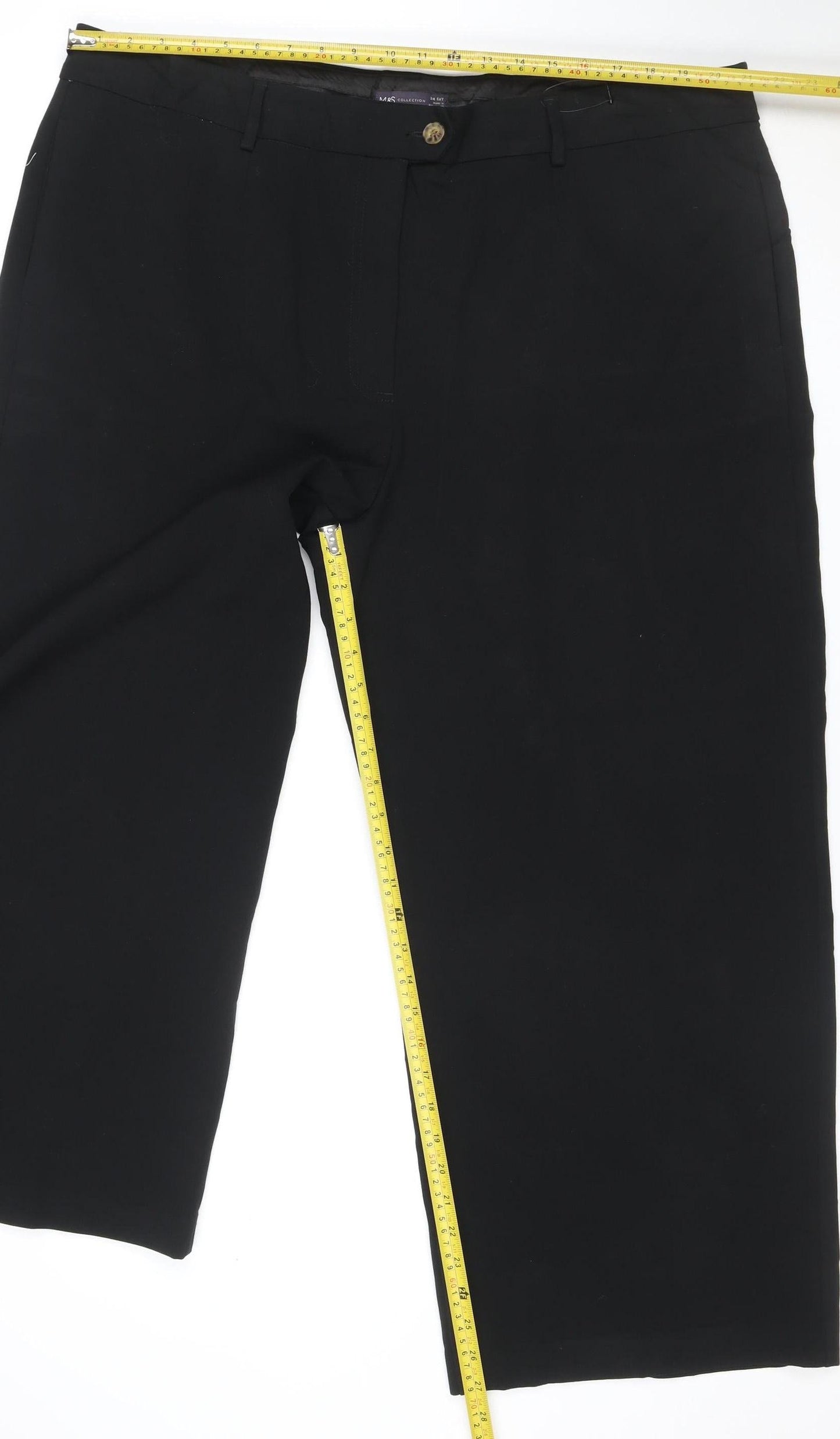 Marks and Spencer Women Black Size 24 Short Straight Dress Trousers