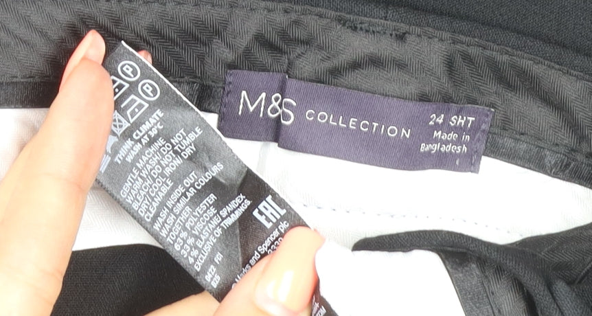 Marks and Spencer Women Black Size 24 Short Straight Dress Trousers