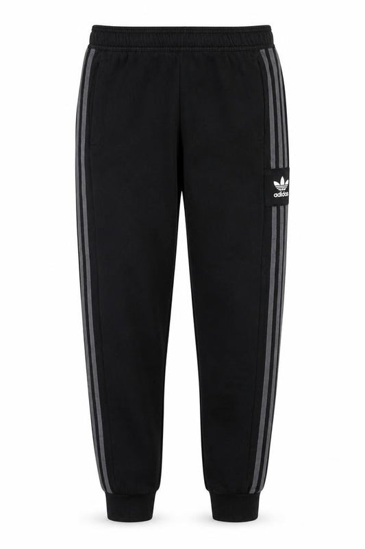 Adidas Teens Black L Jogger Track Pants 3 Stripe Cotton Blend