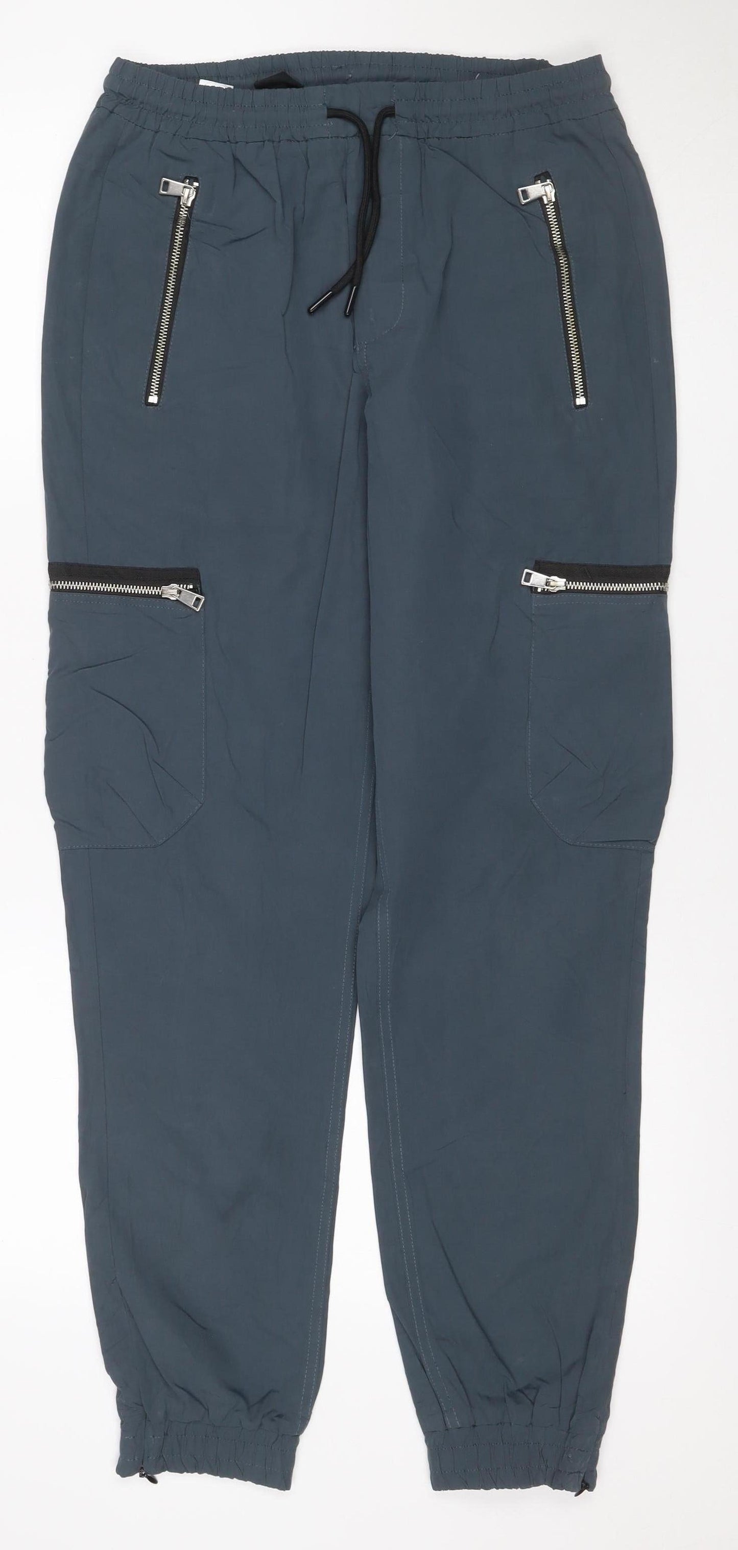 River Island Men’s Blue 30R Cargo Jogger Trousers Zip Pockets