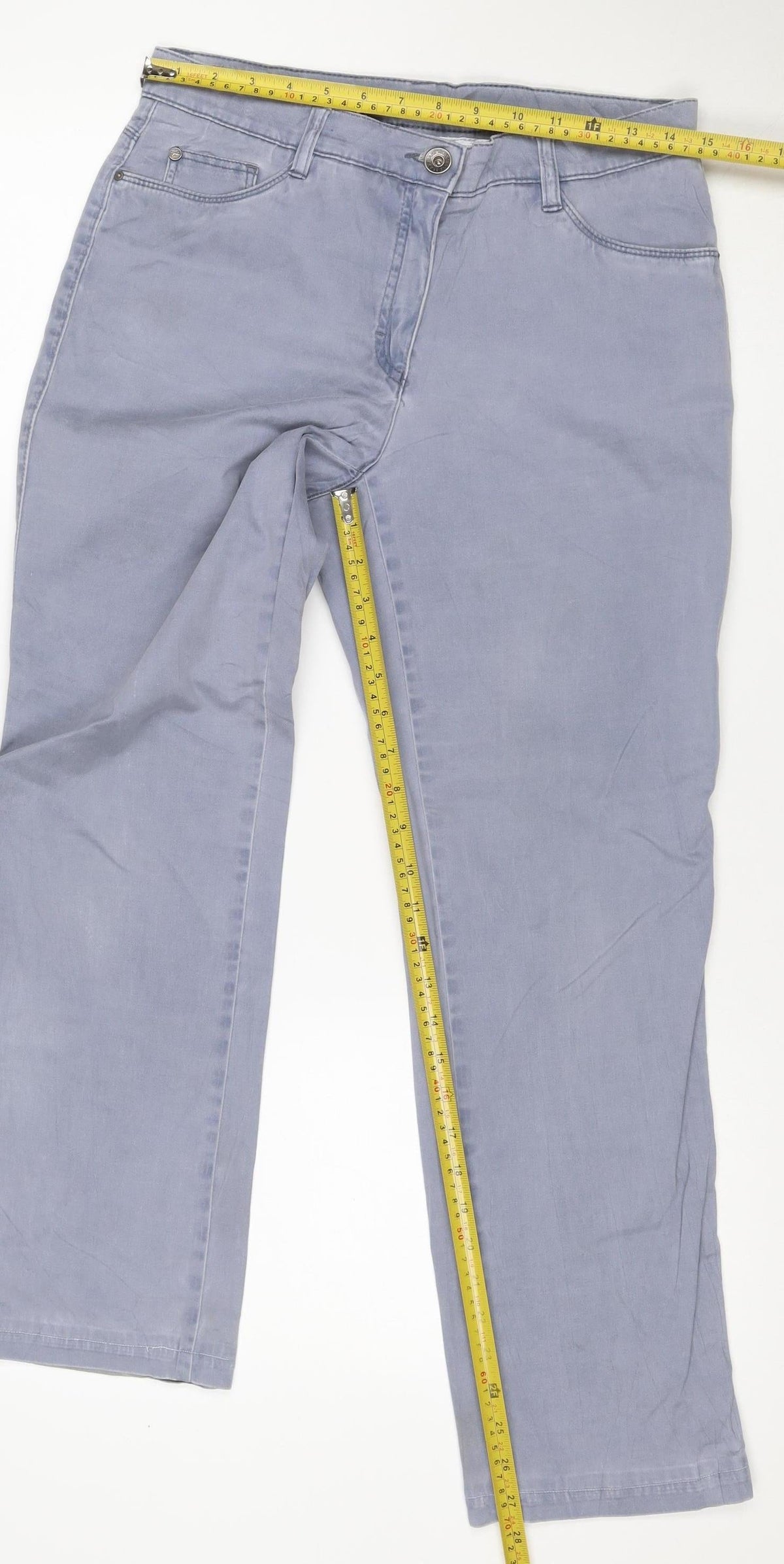 Brax Women’s Grey Size 12 Carola Glam Straight Stretch Trousers 29/30