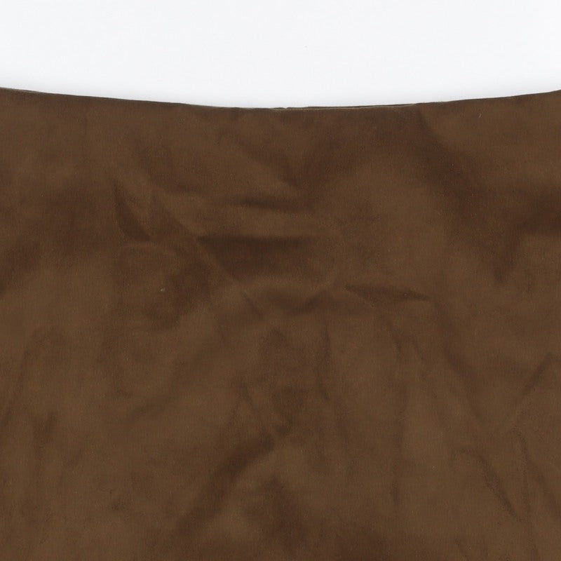 Zara Women Brown L Short Lined Zip Skort