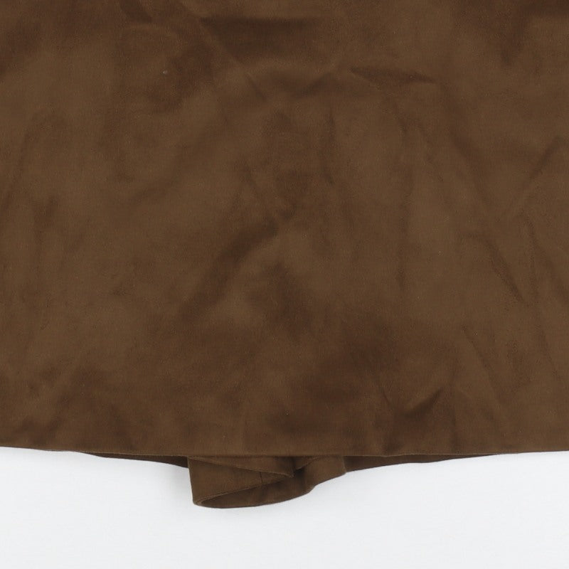 Zara Women Brown L Short Lined Zip Skort