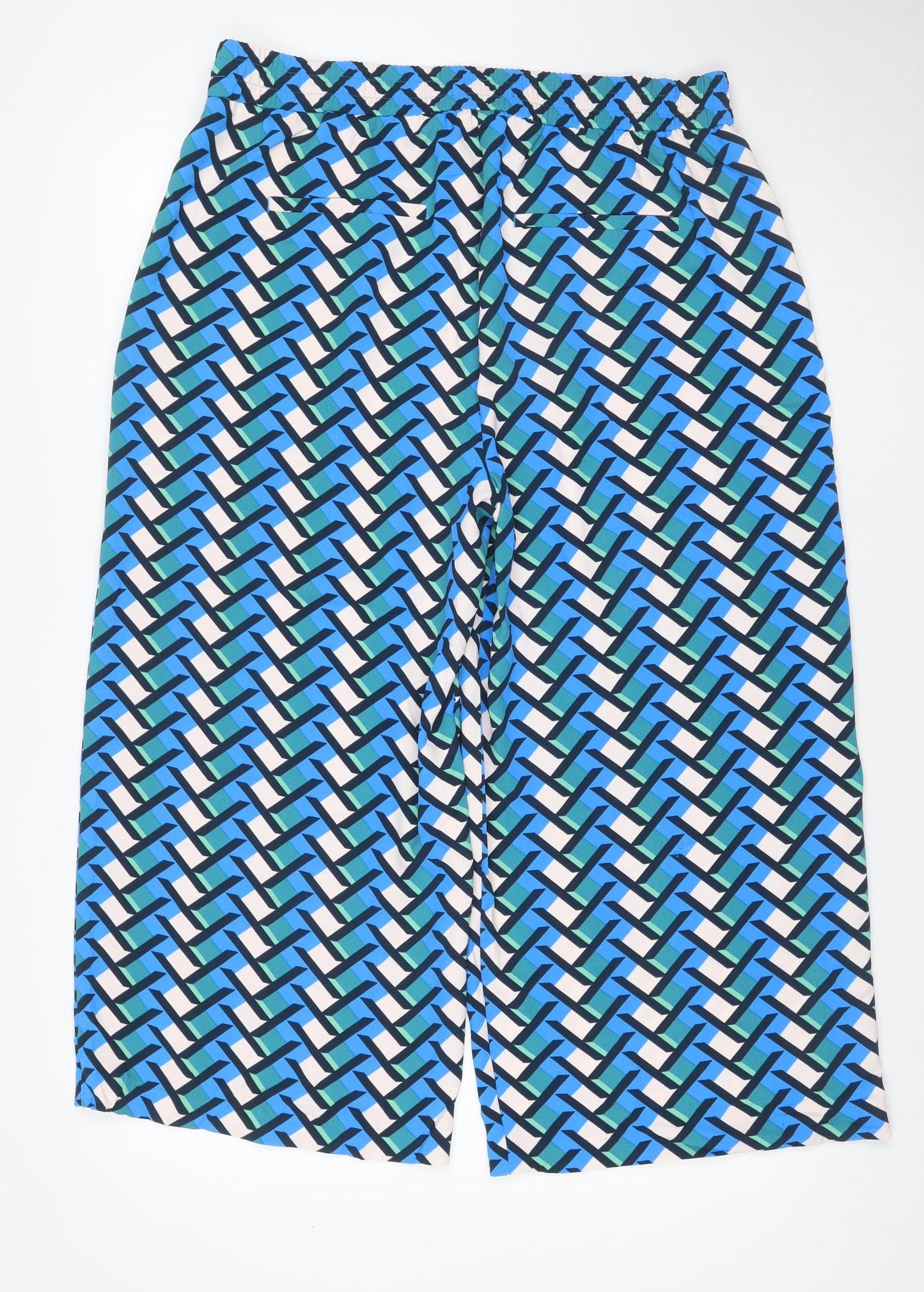 M&S Collection Women’s Multicoloured Geometric Wide Leg Trousers UK 16