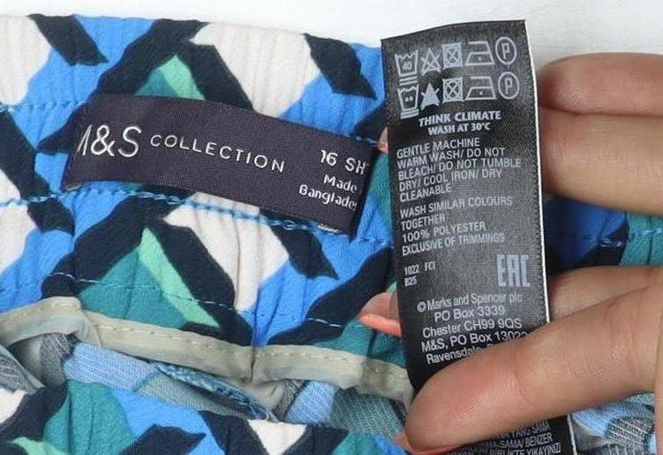 M&S Collection Women’s Multicoloured Geometric Wide Leg Trousers UK 16