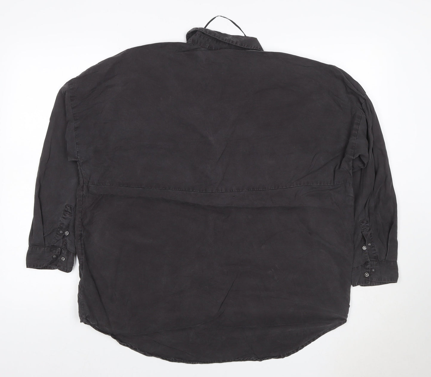Italian Collection Women’s Black Silk Tunic Shirt UK 8 Collared