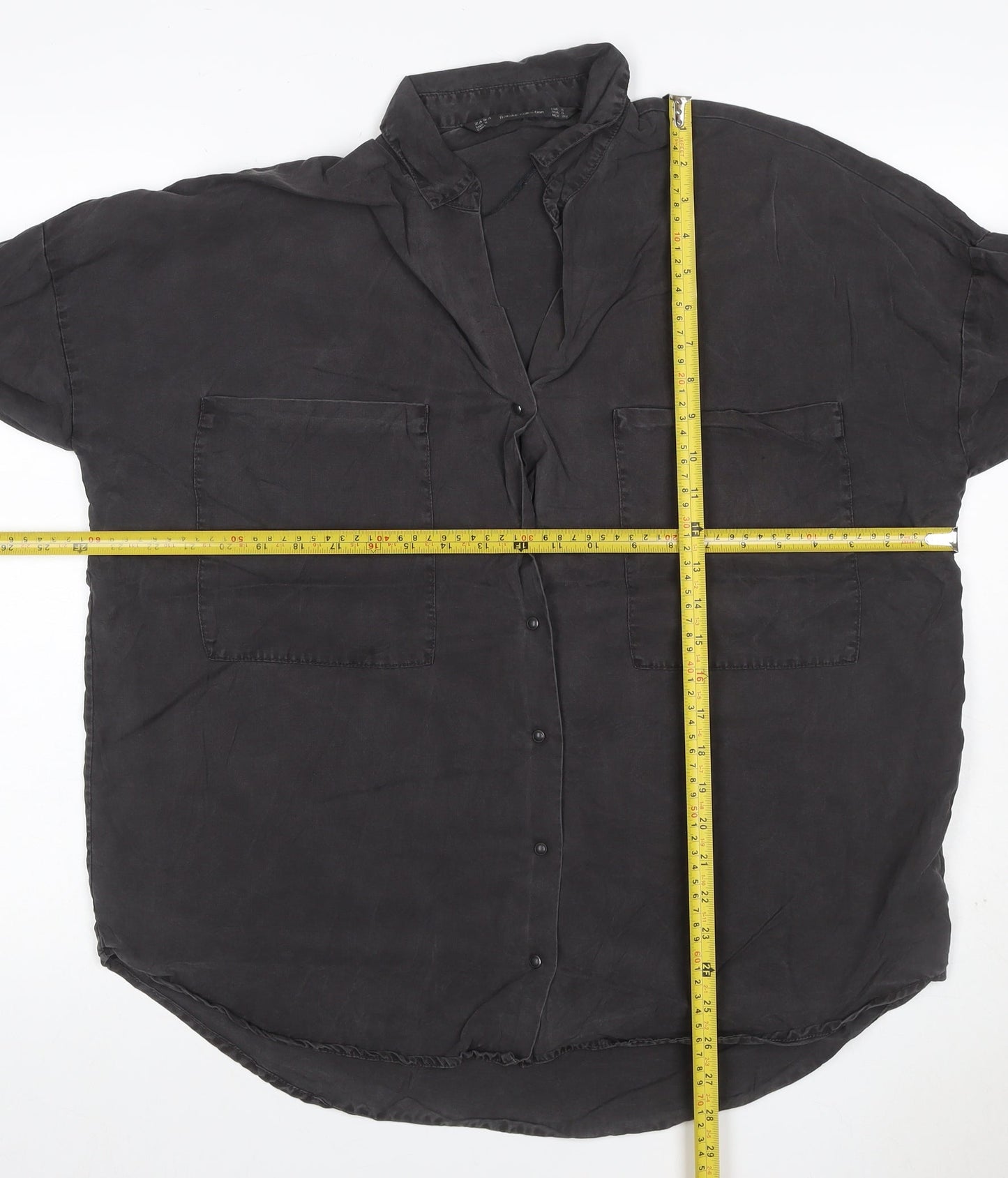 Italian Collection Women’s Black Silk Tunic Shirt UK 8 Collared
