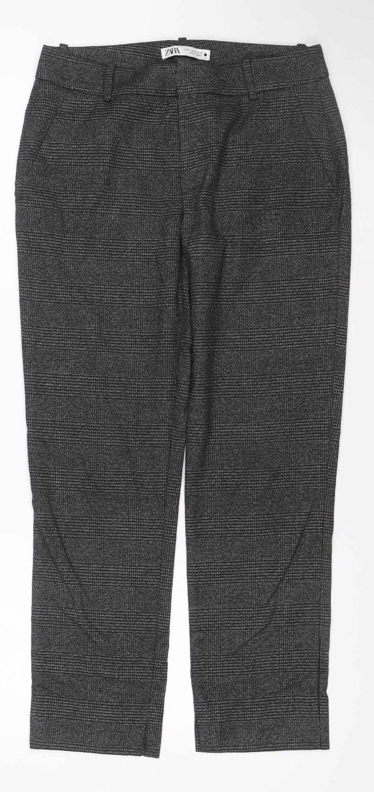 Zara Women’s Grey Check Tapered Tailored Trousers UK 8